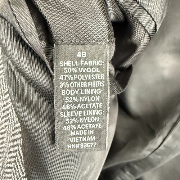 Claiborne Wool Blazer Mens 46 Gray Herringbone Tweed Sport Coat Business‎ Casual - Picture 5 of 13